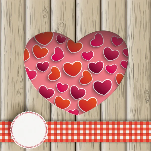 Agujero del corazón con madera de corazones — Vector de stock