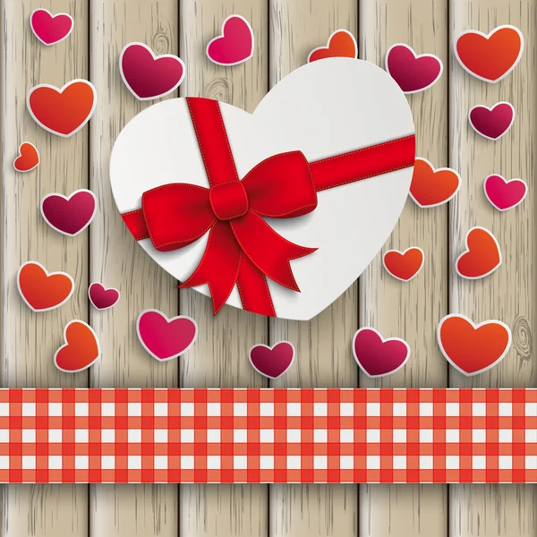 Hart geschenk Hart doek valentinsday hout — Stockvector