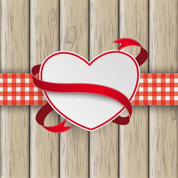 Bandeira do coração Pano duplo Valentinsday Wood — Vetor de Stock