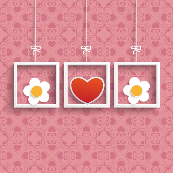 White Sale Heart and flowers — Stock Vector