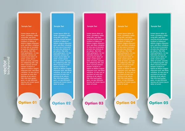 5 κεφάλια χρωματισμένα ομιλία φούσκα πανό — Διανυσματικό Αρχείο