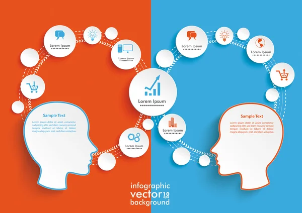 Ciclo Círculo 2 Cabezas Azul Naranja — Vector de stock