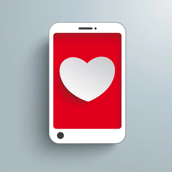 Smartphone blanco con corazón — Vector de stock