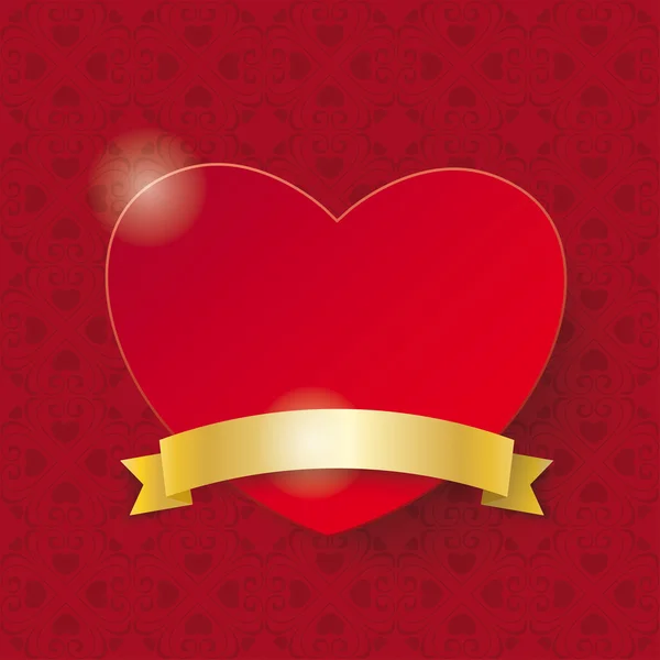 Coeur rouge et drapeau doré — Image vectorielle