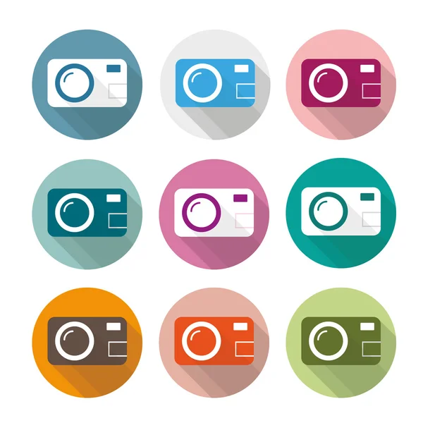 Iconos de cámara fotográfica en color — Vector de stock