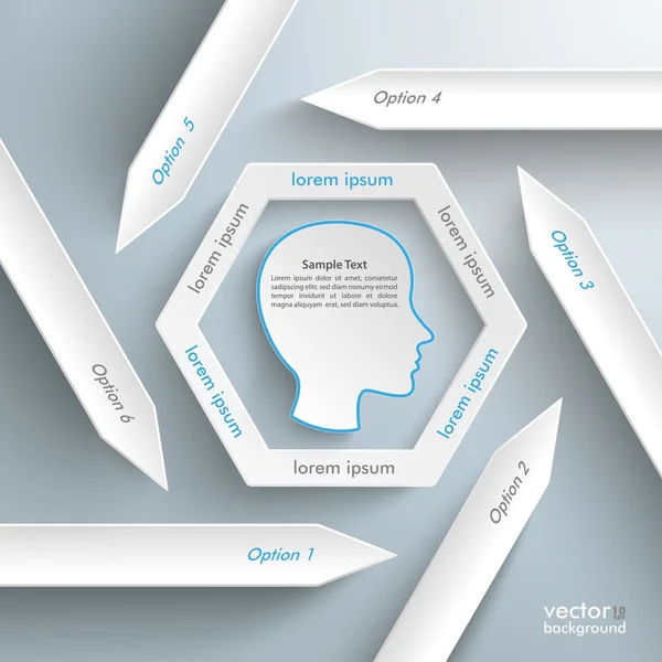 Zes pijlen zeshoek hoofd — Stockvector