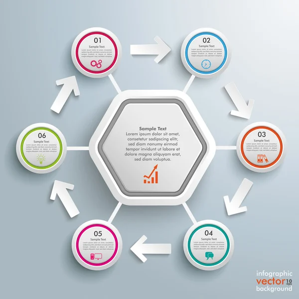 Molécule et flèches hexagonales — Image vectorielle