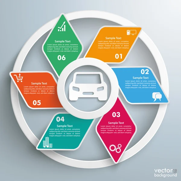 Car Rhombus Cycle Infographic — Stock Vector