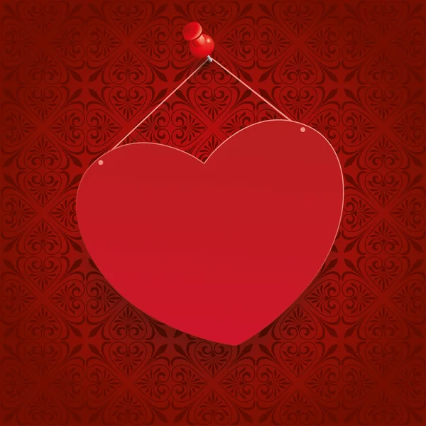 Tachuela roja del corazón — Vector de stock