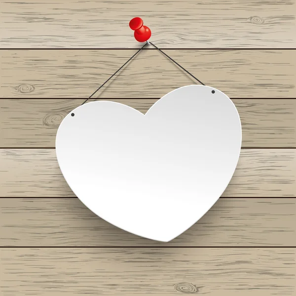 Papel Corazón Thumbtack Madera — Vector de stock