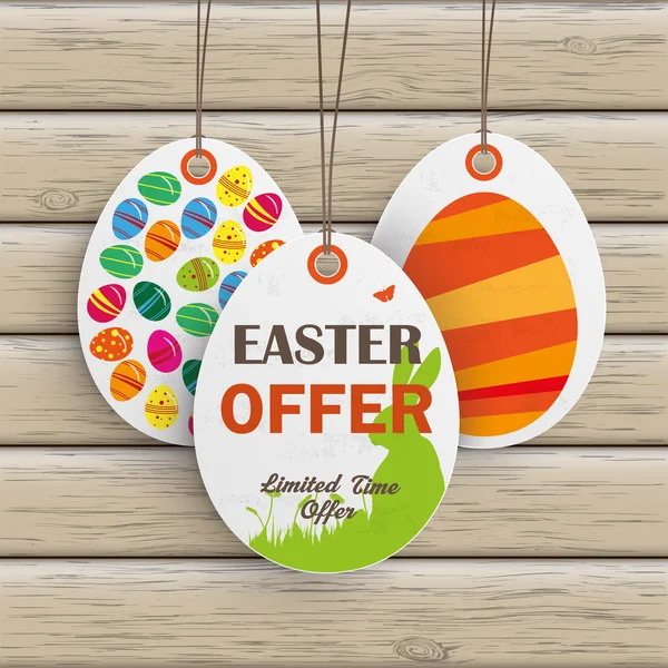 3 Easter Offer Price Sticker Wood — Stock Vector