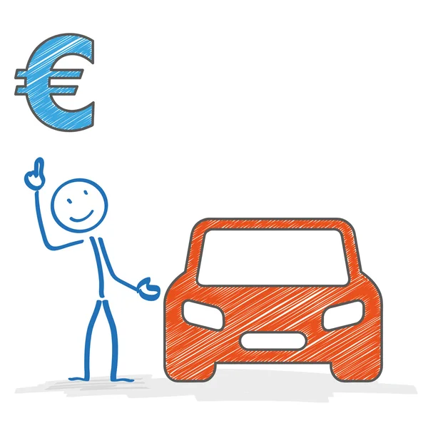 Stickman coche Euro — Archivo Imágenes Vectoriales