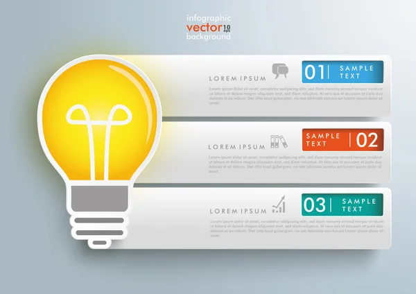 Lâmpada 3 retângulos Banners Infográfico —  Vetores de Stock