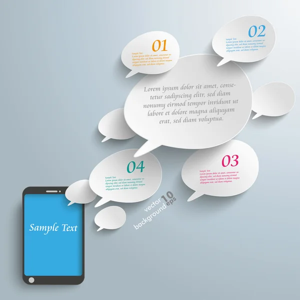 Avfasning speech bubbles smartphone — Stock vektor