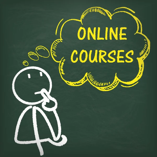 Blackboard Stickman Thinking Online Courses — Stock Vector