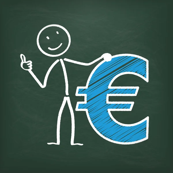 Blackboard stickman euro ok — Stockvector