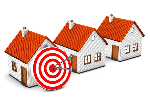 3 Häuser rotes Ziel — Stockfoto