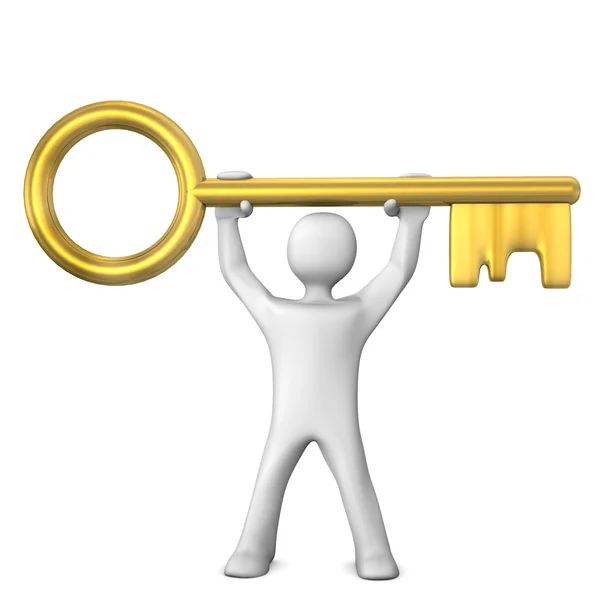 Cartoon character with key — Stock Photo, Image