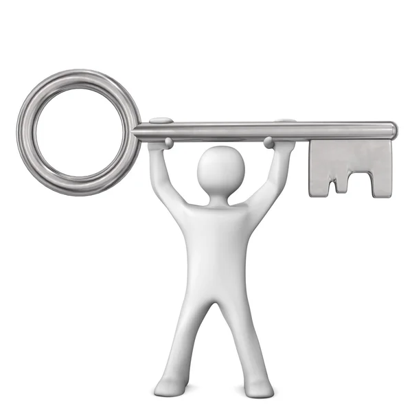 Cartoon character with key — Stock Photo, Image