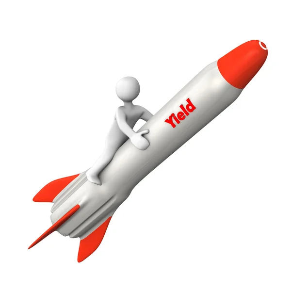 Cartoon character on the rocket — Stock Photo, Image