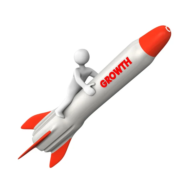 Cartoon character on the rocket — Stock Photo, Image