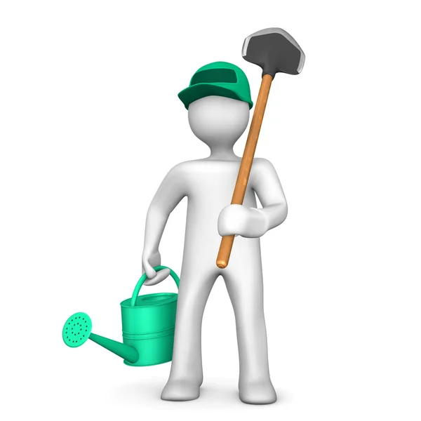 Gardener with Watering Can — Stock Photo, Image