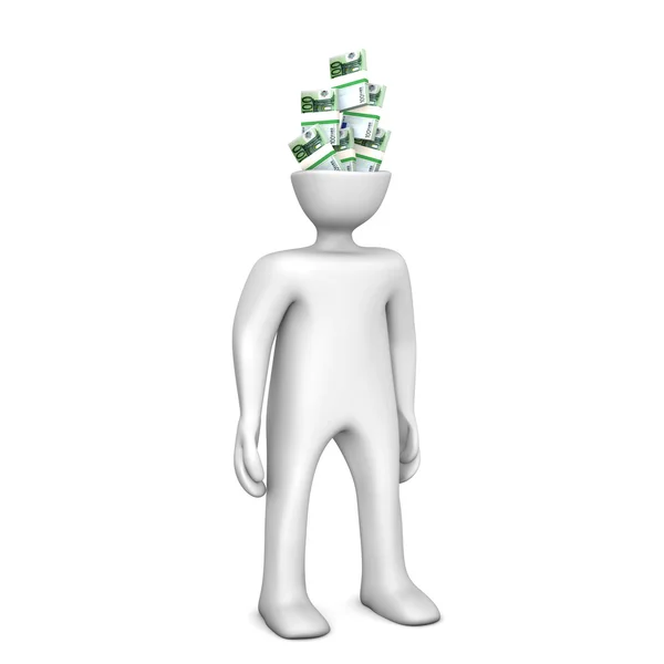 Cartoon character with money — Stock Photo, Image