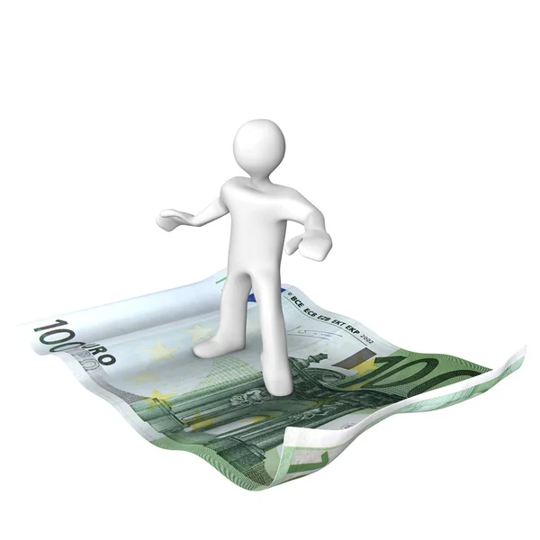 Cartoon character with money — Stock Photo, Image