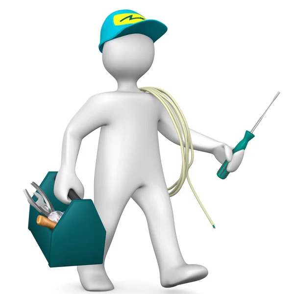 Cartoon character as electrician — Stock Photo, Image