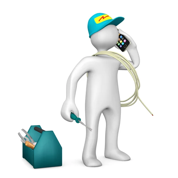 Cartoon character as electrician — Stock Photo, Image