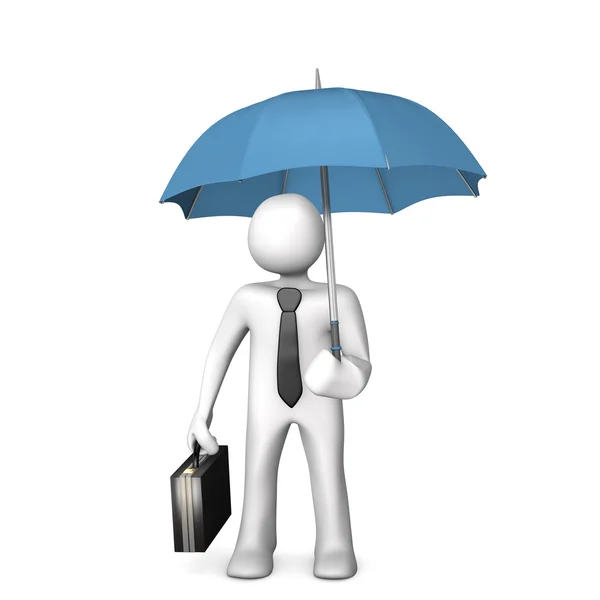 White businessman with Umbrella — Stock Photo, Image