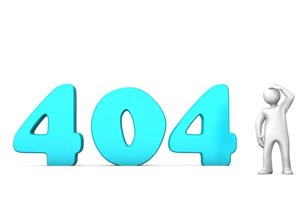 Personagem de desenho animado branco com o texto 404, por erro — Fotografia de Stock