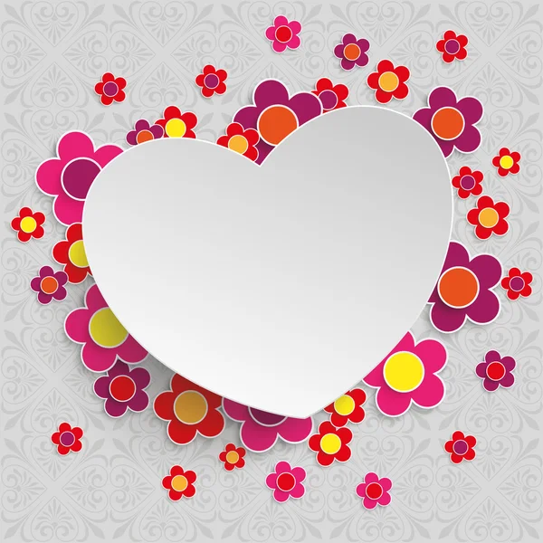 Flores corazón fondo — Vector de stock