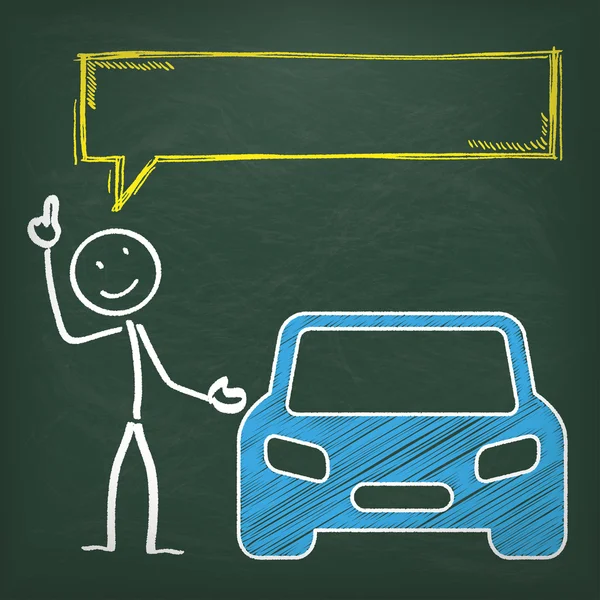 Blackboard Stickman no carro, Speech Bubble —  Vetores de Stock