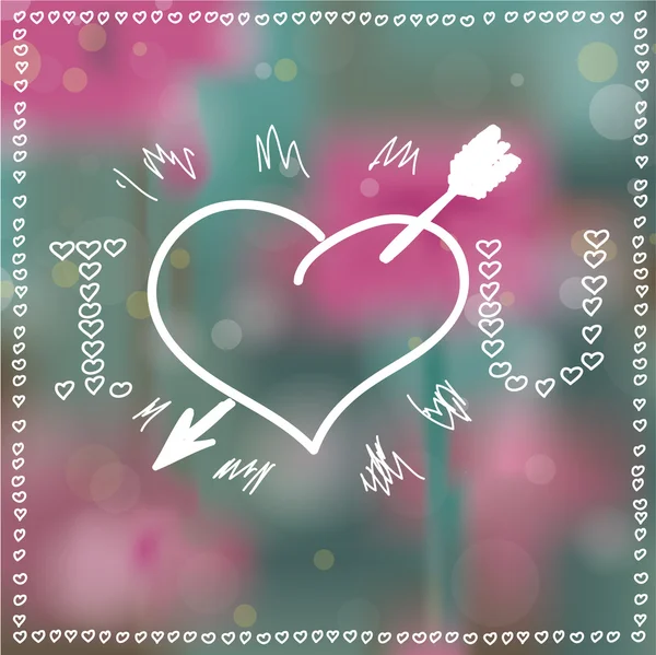 Coeur avec flèche, fond Bokeh — Image vectorielle