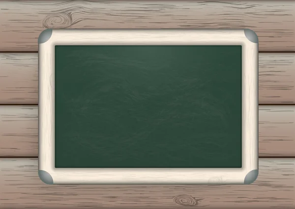 Groene schoolbord op de houten achtergrond — Stockvector