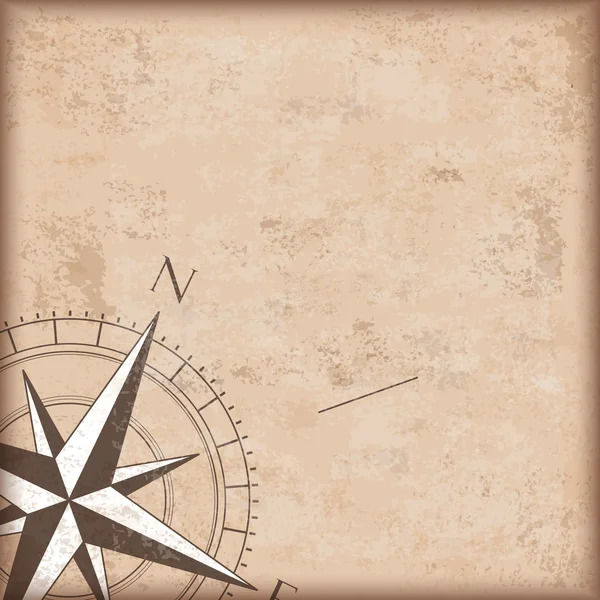 Коричневый компас на старинном фоне — стоковый вектор