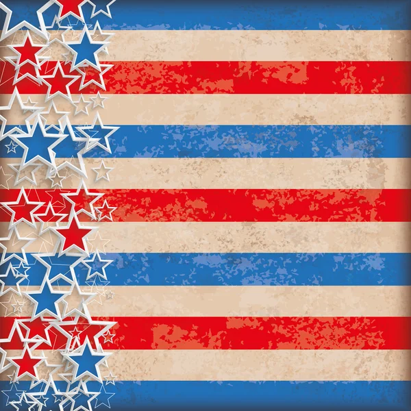 Resumen Bandera de Estados Unidos Estrellas Rayas Fondo Vintage — Vector de stock