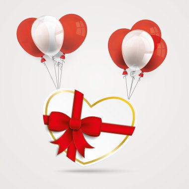 Heart with red ribbon and balloons clipart