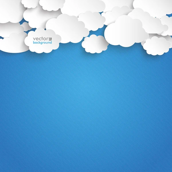 Papier wolken op de blauwe achtergrond — Stockvector