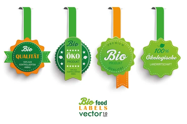4 Etiquetas de Biofood — Vector de stock