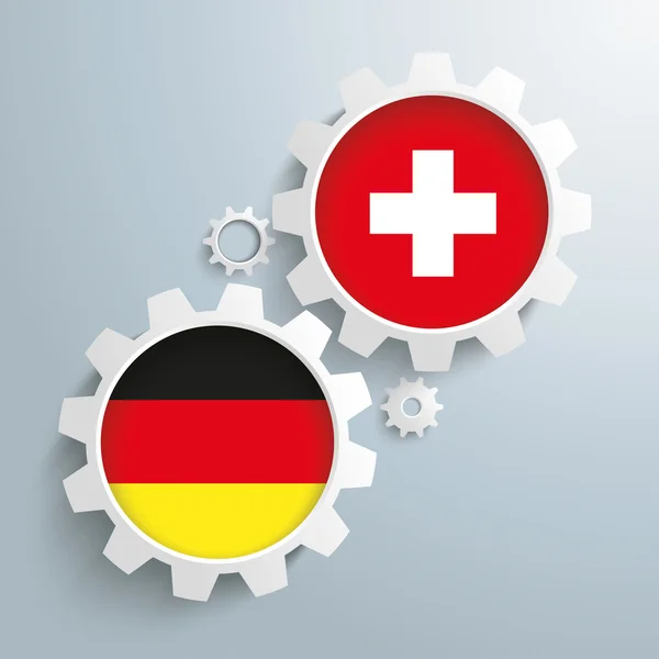 ドイツとスイス連邦共和国の旗の白いギア — ストックベクタ