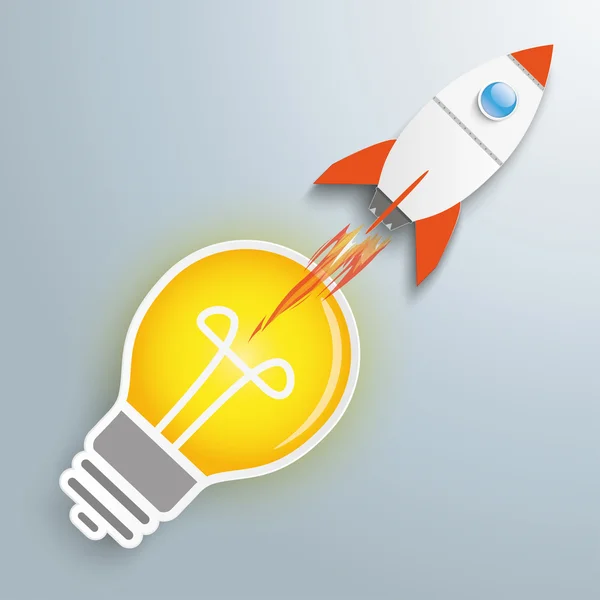 Lamp met Rocket illustratie — Stockvector