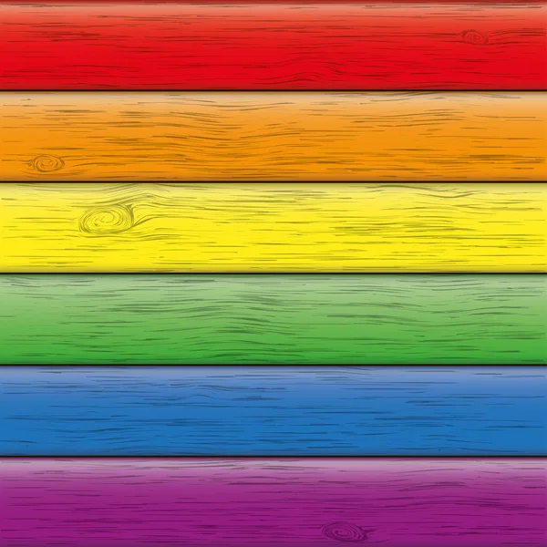 正方形の虹ウッドの背景 — ストックベクタ