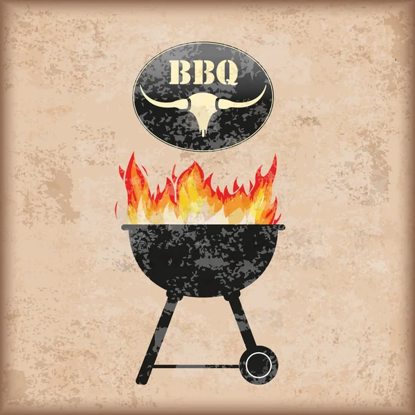 Konvice barbecue s ohněm — Stockový vektor