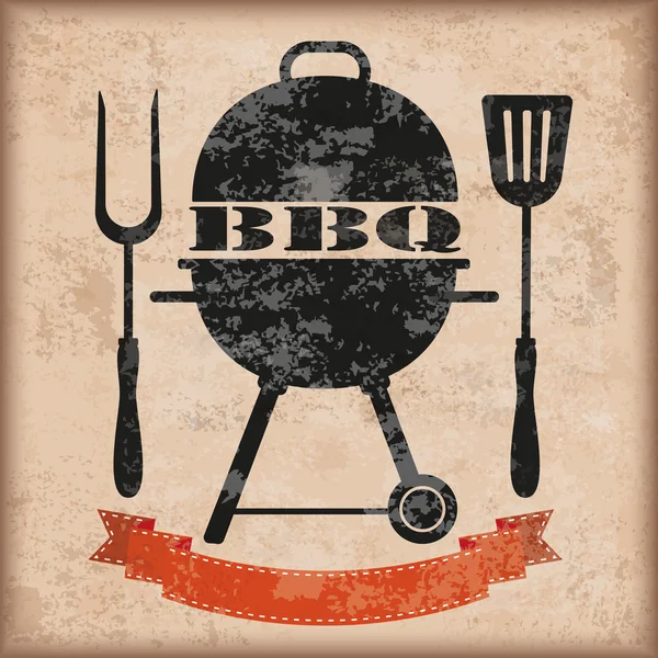Kettler barbecue with red ribbon — Stock Vector
