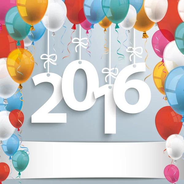 2016 grå bakgrund ballonger — Stock vektor