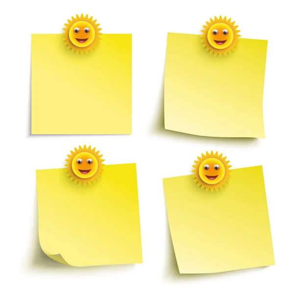 Bâtons jaunes 4 soleils souriants — Image vectorielle