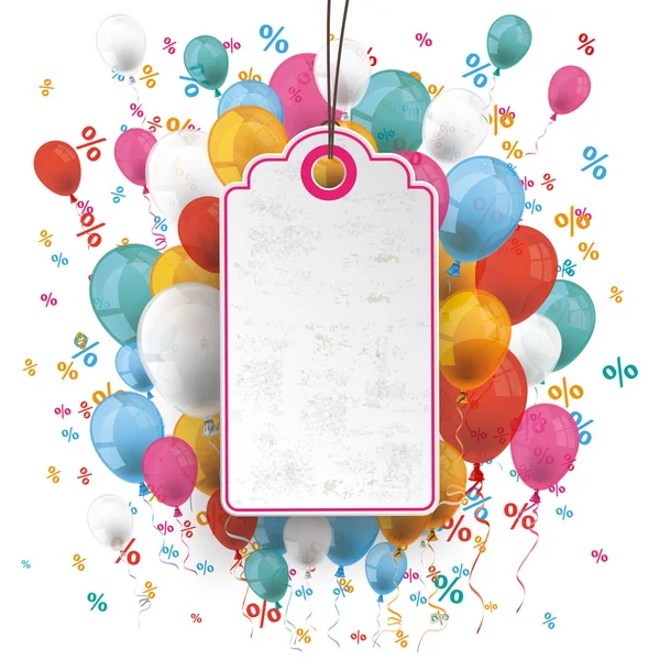 Price Sticker Balloons Percents Confetti — 图库矢量图片