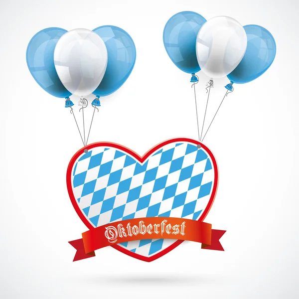 Oktoberfest Heart Red Banner Balloons — Stock Vector